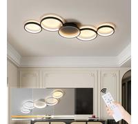 LIYYANG 55W Round LED Ceiling Lamp 5 Rings Dimmable Ceiling Light with Remote Control Ceiling Lighting Moderne Ceiling Lights for Living Room Bedroom Office Dining Room (Black)