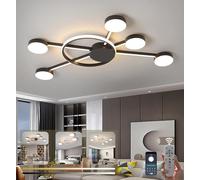 LIYYANG Modern LED Ceiling Light Fashion Circular Ceiling Lamp Dimmable Electroplated Ceiling Light Living Room Remote Control Ceiling Lighting for Bedroom Study Room Dining Room (Black L100cm)