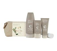 LIZ EARLE Mens Gift Set Face and Body Wash 200ml, After Shaving Moisturiser 50ml and Sensitive Shave Cream Wash Bag 1 Pure Cotton Cloth