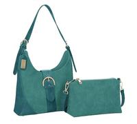 Liz Soto Eva Hobo Purses for Women - 2 in 1 Women's Handbag, Faux Suede Slouchy Shoulder Bag, Inner Crossbody Purse, Teal, Eva