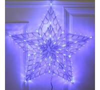Lizaa 100 LED Christmas Star Silhouette Lights - Plug-in, Main Powered, Animated Xmas Gift for Window Indoor Decoration, Wall Hanging - 50cm (Star Blue)