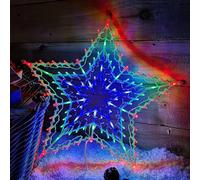 Lizaa 100 LED Christmas Star Silhouette Lights - Plug-in, Main Powered, Animated Xmas Gift for Window Indoor Decoration, Wall Hanging - 50cm (Star Multi)