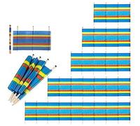 Lizaa 4 5 6 8 10 Pole Windbreak Wooden Tall Camping Windbreaker Standard Stripes Garden Beach Privacy Caravan Holiday Sun Screen Wind & Sun Shelter (5 Pole: 4ft High x 9ft Long)