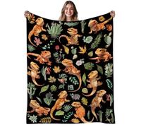 Lizard Blanket for Reptile Lovers, Bearded Reptiles Blanket Gift for Boy