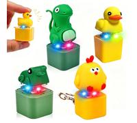 Lizard Button Keyboard Fidget Toys, Frog Croaking Fidget Toys Adults Kids with Sound & LED Light,Quacking Duck Lizard Keychain Button Keyboard Clicker,Anxiety Stress Relief Toys for Boys Girls (4Pcs)