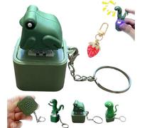 Lizard Button Keychain, 2026 New Upgraded Lizard Keychain Sound Press to Make a Sound Relieve Stress, Portable Rechargeable Keychain with Colorful Lights for Gift Halloween (1Frog)