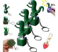 Lizard Button Keychain, 2026 New Upgraded Lizard Keychain Sound Press to Make a Sound Relieve Stress, Portable Rechargeable Keychain with Colorful Lights for Gift Halloween (3Lizard)