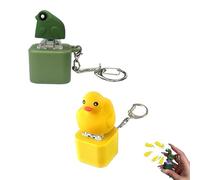 Lizard Button Keychain, Lizard Keychain Sound, Rechargeable Frog Croaking Keychains, Croak Frog Keychains, Duck Keyboard, Funny Stress Relief Keychain for Adults Kids (2Pcs-f)