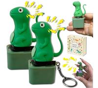 Lizard Button Keychain, Rechargeable Lizard Sound Keychain Button Toy with Colorful Light & Sound, Lizard Button Press Fidget Toy, Portable Fun Decorative Keychains, Anxiety Relief Toy (2PC-A)