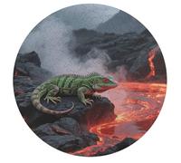 Lizard by Magma Lake Jigsaw Puzzle Challenging Round Animals Puzzle Wooden Jigsaw Puzzles for Adults Families 195 PCS