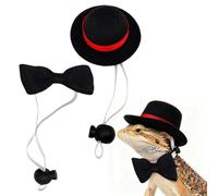 Lizard Clothes Bearded Dragon Costume Adjustable Hat and Bow Tie Lizard Costume Reptile Clothes for Bearded Dragon Lizards Medium