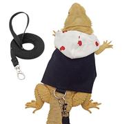 Lizard Clothes with Leash for Bearded Dragons Reptile Apparel Handmade Cotton Material Hoodies Sweater for Skin Photo Party for Crested Gecko Chameleon (White,One Size)