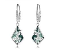 Lizard Earrings Sterling Silver Gecko Moss Agate Drop Dangle Earrings Animal Jewellery Gifts for Women