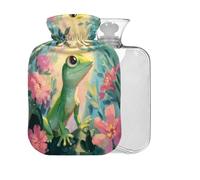 Lizard Green Pattern Hot Water Bottle with Cover 2L Large Warm Water Bag for Pain Relief Bed Hand & Feet