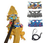 Lizard Harness Dress and Leash, Adjustable Hamster Ferret Harness and Leash Set, No-Pull Walking Vest for Lizard Small Animal Gecko Chameleon (flowercolor M)
