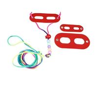 Lizard Harness Leash Set Colorful Wood Beads Adjustable Safety Reptile Harness Leash for Bearded Dragon Lizard Reptiles Small Animals Premium Faux Leather Durable Easy to Clean (Red)