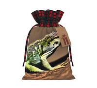 Lizard HD Printed Gift Bags with Drawstring – Christmas Party Holiday Sacks – Festive Pouches for Goodie, Treats