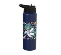 Lizard Keeper Reptile Lover Astronaut Green Basilisk Stainless Steel Insulated Water Bottle
