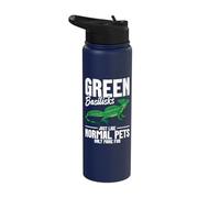 Lizard Keeper Reptile Lover More Fun Green Basilisk Stainless Steel Insulated Water Bottle