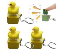 Lizard Keychain Sound, 2026 New Rechargeable Lizard, Duck, Frog Croaking Button Keychain with Realistic Sound, Portable Fun Animal Keychains Stress Reliever with Colorful Lights (3Pcs Duck)