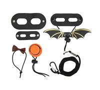 Lizard Leash Harness Set, Adjustable Reptile Walking Kit with Bat Wing, Felt Hat and Bow Tie for Bearded Dragon, Gecko, Iguana and Small Pets (Orange hat + coffee tie + leash)