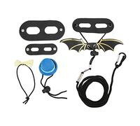 Lizard Leash Harness Set Adjustable with Bat Wing Felt Hat and Bow Tie, Reptile Harness for Bearded Dragon Gecko Chameleon Iguana, Soft Leather & Felt Pet Climbing Gear (Blue hat + yellow bow tie +
