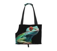Lizard on a branch Printed pet shoulder bag for going out - small dog and cat dual-purpose shoulder bag