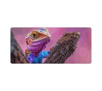 Lizard on The Branch Desk Mat 40x90cm, Non-Slip Rubber Base with Stitched Edges, Waterproof Desk Pad for Keyboard & Mouse, Large Mouse Pad for Office Gaming