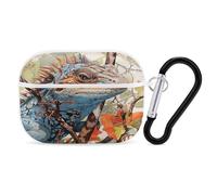 Lizard on The Branch Earbuds Organizer Shockproof Protective Airpods Pro Cover with Carabiner Clip Anti Fall Carrying Earphone Case Cover for Airpods Pro 2nd Generation White