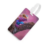 Lizard on The Branch Luggage Tags Durable TPU Suitcase Tag with Info Card, Scratch-Resistant Bag Tags for Suitcases, Travel Bags & Backpacks, Easy to Identify, White-style, One Size, classic