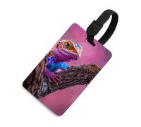 Lizard on The Branch Luggage Tags Durable TPU Suitcase Tag with Info Card, Scratch-Resistant Bag Tags for Suitcases, Travel Bags & Backpacks, Easy to Identify, Black-style, One Size, classic