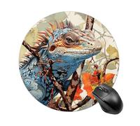 Lizard on The Branch Mouse Pad Portable Round Gaming Mouse Pad Cute Small Computer Mouse Mat Decoration Non-Slip Gaming Mousepad for Home Office Work 7.8 X 7.8 Inch