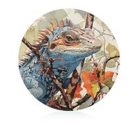 Lizard on The Branch Tempered Glass Cutting Board Non Slip Heat Resistant Chopping Mat Round Glass Cutting Boards for Kitchen Heavy Duty Chopping Boards for Countertop Cheese Board