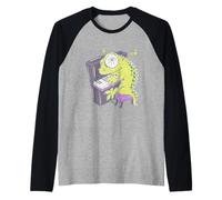 Lizard Reptile Playing Piano Amphibious Pet Raglan Baseball Tee