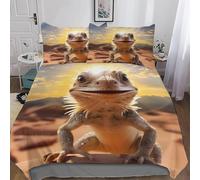 Lizard Single Duvet Cover Set 3D Printed Reptiles Bedding Set Ultra Soft Microfiber Quilt Cover 135x200 cm for Single Bed with 2 Pillowcases with Zipper r-2816