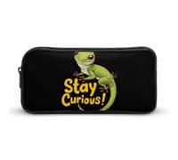 Lizard Stay Curious Cosmetic Bag Makeup Organizer Pencil Case Large Capacity Pouch for Travel