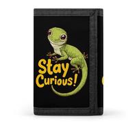 Lizard Stay Curious Men Trifold Wallets with Card Holders Keychain Slim Purse Money Clip for Women