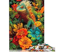 Lizard Wild Flowers Jigsaw Puzzles Puzzle for Adults Kids. 1000 Pieces Impossible Challenge Toy Educational Games Home Decoration for Educational Games Gifts 1000pcs (75x50cm)