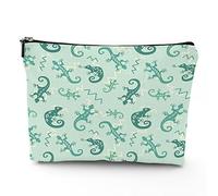 Lizards,Linen Makeup Bags for Women,Exotic Lizards Chameleons,Cosmetic Bag Toiletry Bag Travel Case Waterproof,Makeup Pouch Bag for Purse,Green,7x9in