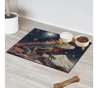Lizards Universe Galaxy Pet Feeding Mat for Cat Dog Water Bowl Food Mats Pet Feeding Mats Absorbent Nti-Slip Contain Spills Protects Floors Placemat 30.4 x 50.8 cm