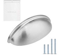 LIZAVO Brushed Satin Nickel Cabinet Pulls Bin Cup Kitchen Cabinet Handles Modern Hardware for Drawer Dresser - 3 inch (76mm) Hole Centers- 10 Pack …