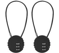 Lizbin 2 Pack Combination Lock 3 Digit Outdoor Waterproof Padlock, Locker Lock Gym Lock, Mini Wire Rope Combination Padlock, Code Locks Resettable Bag Luggage Gate Locks for Toolbox, Gate (Black)