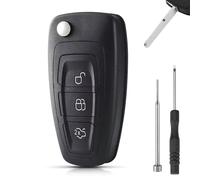 Lizbn 3 Buttons Remote Control Key Fob Cover Case Replacement Fob For Ford C-Max 2010-2014 Focus 2011-2013/M8 Grand C-Max 2010-2014 Mondeo 2011-2014 Smart Remote Key Fob with Uncut HU101 Blade