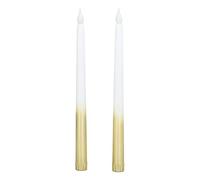 LIZEALUCKY 2Pcs LED Taper Candles Battery Powered Electric Flickering Flameless Fake Candles Sticks Decorative Candlesticks for Festival Wedding Birthday Party(Half Spray Gold)