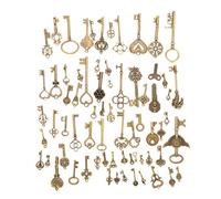 LIZEALUCKY 70 PCS Vintage Styles Bronze Key Set, Skeleton Key Charms Mixed Antique Rustic Vintage Key Pendants Charms Bronze Flying Keys for Pendant DIY Jewelry Making Wedding Party Favors