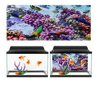 LIZEALUCKY Aquarium Background Poster Stickerm, Undersea Small Fish Landscape Diagram PVC Landscape Image Wall Picture Decor Self Adhesive Reptile Plant Underwater for Fish Tank (61 * 30cm)