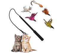 LIZEALUCKY Cat Feather Toys with Bells, Retractable Interactive Bells Teaser Wand Pet Extendable Fishing Rod Stick for Cats Play Exercise Kitten Catcher Having Fun Playing
