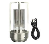 LIZEALUCKY Crystal Lantern Lamp, Cordless Table Lamp 3 Colors Stepless Dimming LED Table Lamp Rechargeable Touch Lamp Bedside Nightstand Lamp (Silver)