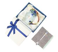 LIZEALUCKY Enamel Craft Glass Tea Mug with Cup Wipe Cloth Set, Flower Tea Cup with Spoon, Handmade Enamel Flower Glass Coffee Mugs for Women Mum Friends Girl (Blue Rose 350ML)