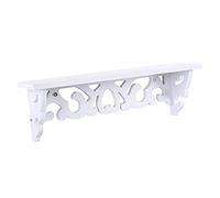 LIZEALUCKY Floating Shelves Wall Mounted,Wood Wall Storage Shelves for Bedroom, Living Room, Bathroom, Kitchen, Office, Easy to Assemble Floating Wall Mount Shelves，white，carved